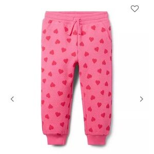 Janie and Jack Quilted Pink and Red Hearts Infant Toddler 3T Sweatpants Joggers